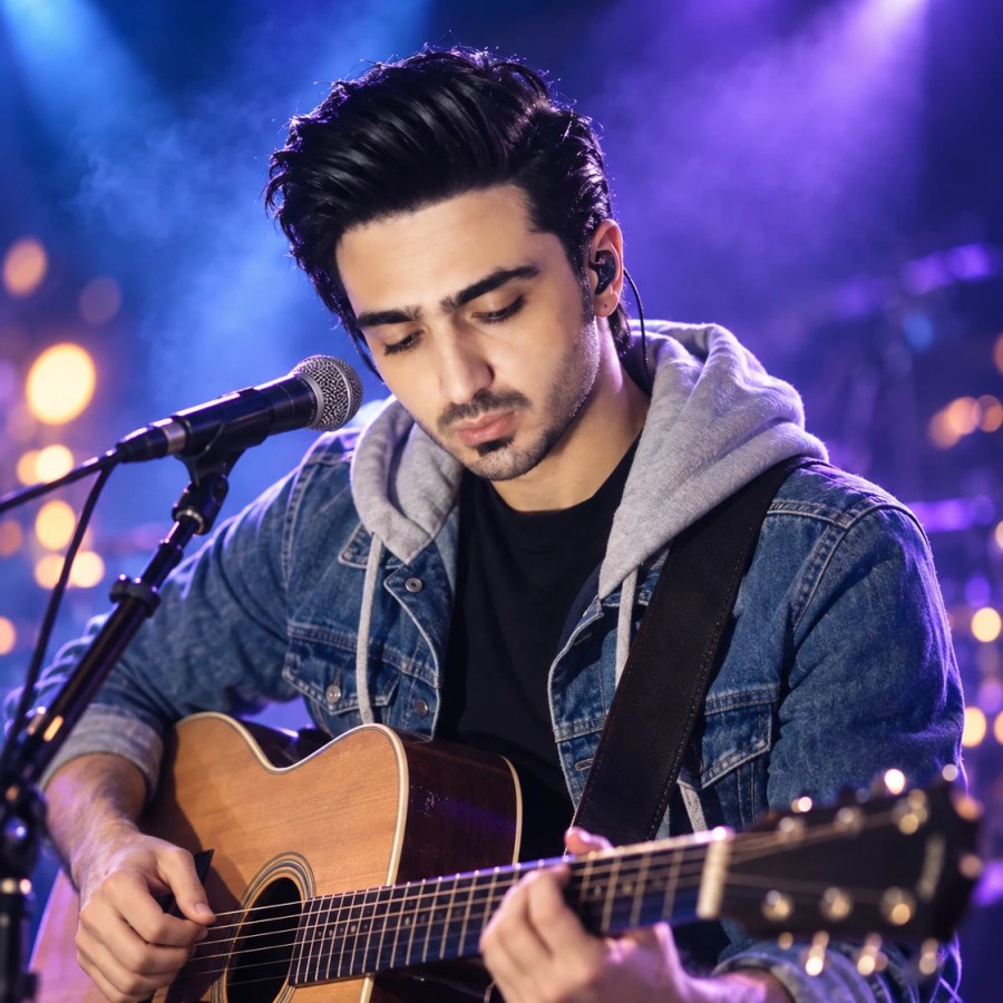 Vahid Nickmanesh – artist portrait with acoustic guitar